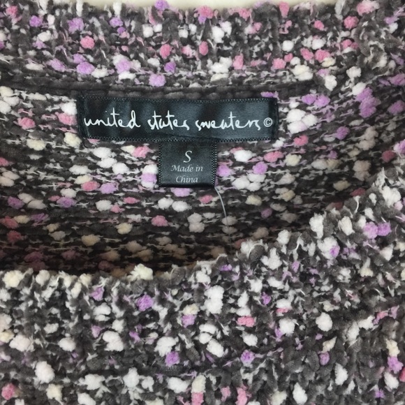 United States Popcorn Sweater Soft Confetti Colorful Textured Balloon Sleeve - Picture 2 of 6